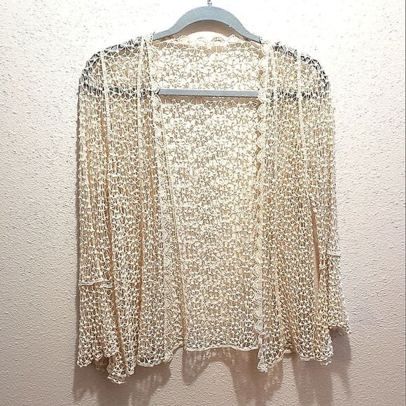 SHEIN Sweaters - Open weave cardigan by Shien bell sleeve ivory one size NWOT